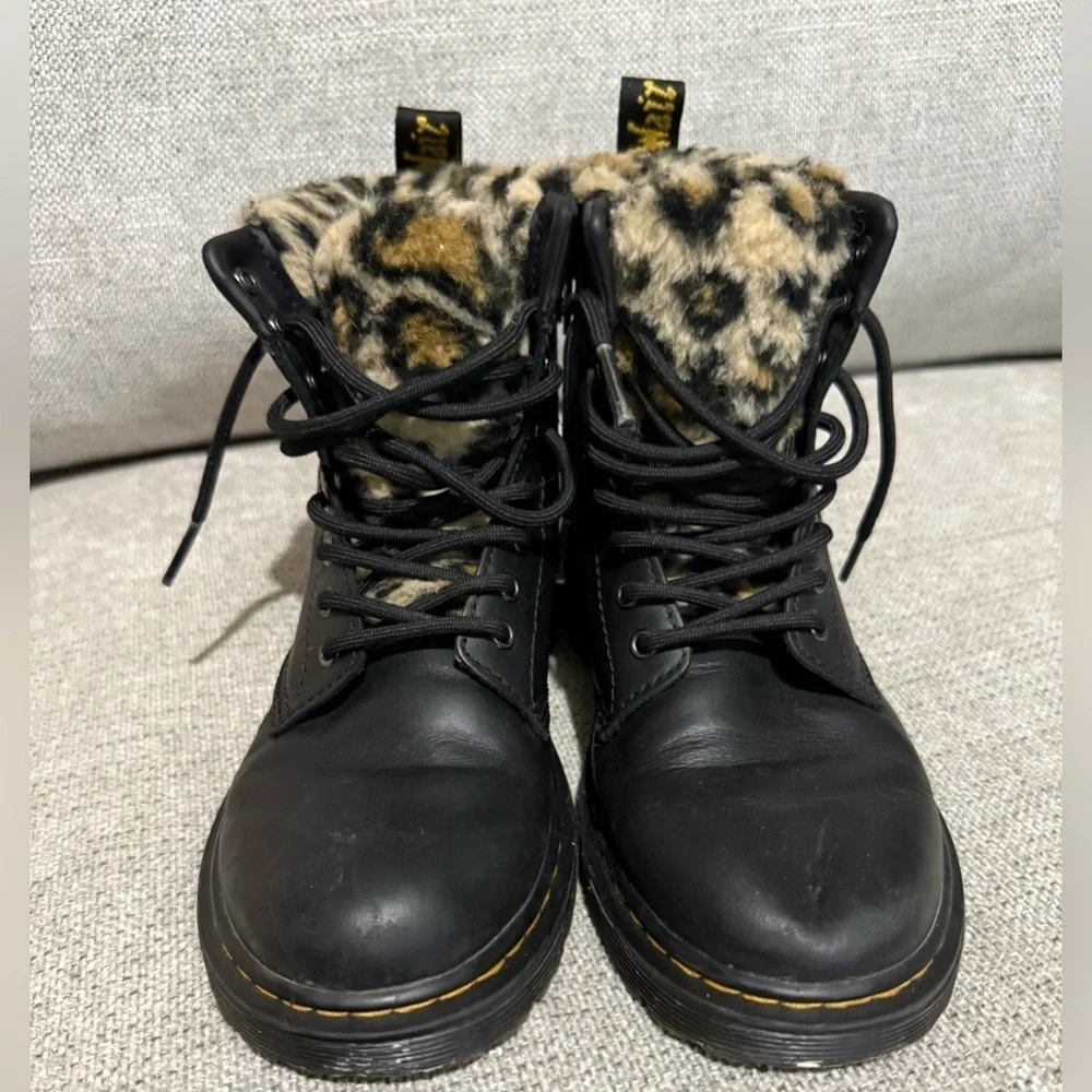 Dr. Martens Black Boots with Leopard Print